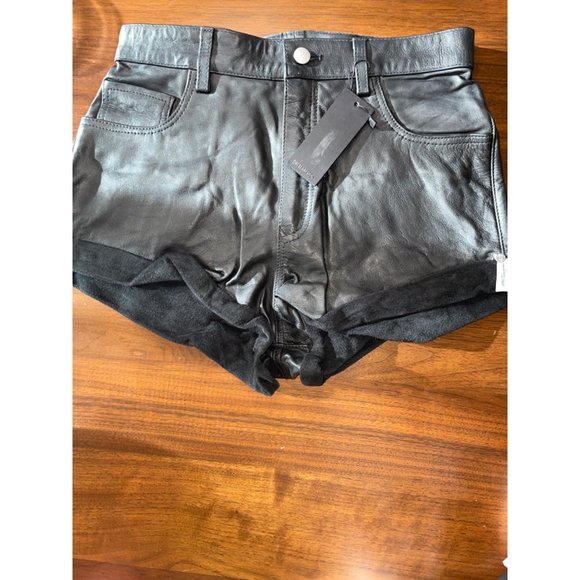 One Teaspoon Wanderer Leather High Waist Bandits Shorts in Black 31 - Picture 5 of 13